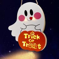 spooky and stylish: veylin halloween door hanging sign with light, wooden ghost pumpkin wreath for front door perfection логотип