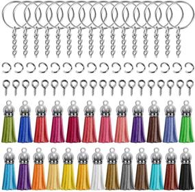 img 4 attached to 🔑 200 Pcs Keychain Rings Bulk Set by Cridoz - Includes 50pcs Key Chain Rings, 50pcs Tassels, 50pcs Jump Rings, and 50pcs Screw Eye Pins - Ideal for Acrylic Keychain Blanks and Crafts