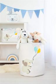 img 3 attached to 🐘 KAZULO Large Elephant Hamper: Baby Laundry Basket & Nursery Decor for Boys and Girls, Cute Canvas Dirty Clothes Basket, Baby Laundry Hamper with Balloons