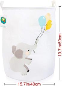 img 2 attached to 🐘 KAZULO Large Elephant Hamper: Baby Laundry Basket & Nursery Decor for Boys and Girls, Cute Canvas Dirty Clothes Basket, Baby Laundry Hamper with Balloons