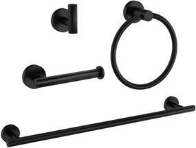 img 4 attached to 🛁 MARMOLUX ACC Bathroom Hardware Set: Heavy Duty Wall Mount Towel Rack & Holder, Stainless Steel Matte Black Finish - 4-Piece Bath Accessories Towel Bar Set