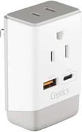 ceptics japan and philippines power travel plug adapter with qc 3.0 and pd - safe dual usb and usb-c - 2 usa socket compact and powerful - usa 3-pin polarized to 2-prong unpolarized - type a - ap-6 fast charging logo