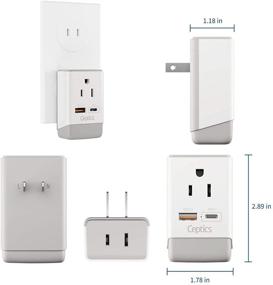 img 1 attached to Ceptics Japan and Philippines Power Travel Plug Adapter with QC 3.0 and PD - Safe Dual USB and USB-C - 2 USA Socket Compact and Powerful - USA 3-Pin Polarized to 2-Prong Unpolarized - Type A - AP-6 Fast Charging