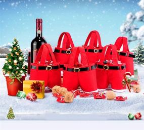 img 2 attached to Santa Pants Style Christmas Treat Bags - 6 Pack Small Size Red Candy Bags for Kids - Cute Stocking Tree Filler & Xmas Gift Decoration