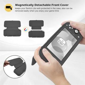 img 1 attached to ProCase Nintendo Switch Lite Grey Flip Cover + 2 Pack Tempered Glass Screen Protectors, Slim Protective Case with Magnetically Detachable Front Cover for Nintendo Switch Lite 2019