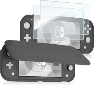 procase nintendo switch lite grey flip cover + 2 pack tempered glass screen protectors, slim protective case with magnetically detachable front cover for nintendo switch lite 2019 logo