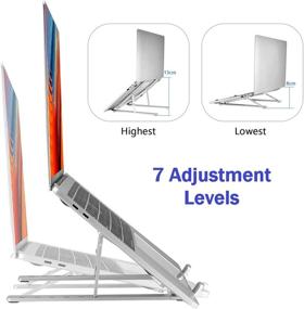 img 2 attached to 🔥 🔥 Алюминиевая подставка для ноутбука, подставка для ноутбука Aloptis для стола, складная подставка для компьютера для ноутбуков Dell, HP, MacBook, Lenovo и других ноутбуков/ноутбуков с диагональю от 10 до 15,6 дюймов. 🔥 🔥