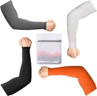 👕 upf 50 cooling arm sleeves for men and women - 4 pairs with laundry bag logo