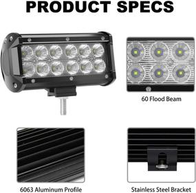 img 1 attached to 🔦 High-Performance 7 Inch LED Light Bar - 4 X 36w, 3600 Lumens, YEEGO Cree LED Flood Lights for Off-Road RV, ATV, SUV, Boat, Truck, ATV, Tractor, Pickup Lighting - 4Pack-36W Flood Light