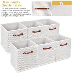 img 1 attached to 📦 MaidMAX Cloth Storage Bins Cubes with Wooden Handles for Home Closet Bedroom Organizers, Foldable, Grey Polka Dot, Set of 6