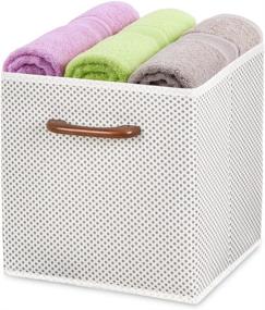 img 3 attached to 📦 MaidMAX Cloth Storage Bins Cubes with Wooden Handles for Home Closet Bedroom Organizers, Foldable, Grey Polka Dot, Set of 6