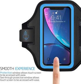 img 3 attached to 📱 LOVPHONE iPhone 13/13 Pro/12/12 Pro/11 Pro/11/XR Armband for Sport Running & Workout, Cell Phone Case with Holder, Card Slot, Fingerprint Sensor Access (Blue)