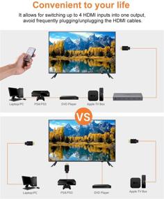 img 2 attached to 🔀 TOTU HDMI Switch 4 Ports 4 x 1 4K 60Hz HDMI 2.0 Switcher | IR Remote Control | HDR, HDCP 2.2, 3D, Full HD 1080P | Compatible with PS3/PS4, Xbox 360/One, HDTV, Blu-Ray Player