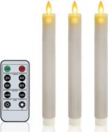 🕯️ real wax battery operated flameless taper candles - led moving flame window candles with remote - h9"x d1" - 7 color options - 10key timer - ideal for table centerpieces, party decorations - gray логотип