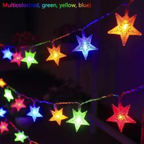 img 3 attached to 🌟 Xingpold Star String Lights - Battery Operated Christmas Star Lights with Remote Control - 50 LED 16.4 ft Color Changing Star Fairy Lights - Dimmable Star Lights for Bedroom, Kids Tent, Christmas Garden, Balcony Decor