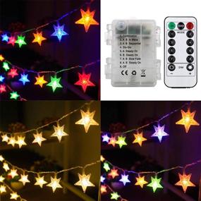 img 4 attached to 🌟 Xingpold Star String Lights - Battery Operated Christmas Star Lights with Remote Control - 50 LED 16.4 ft Color Changing Star Fairy Lights - Dimmable Star Lights for Bedroom, Kids Tent, Christmas Garden, Balcony Decor