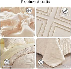 img 2 attached to Beige Tufted Bed in a Bag: Luxury King Size Comforter Set with Chic Boho Embroidery and Diamond Pattern - 7 Pieces All Season Jacquard Tufts Bedding Set