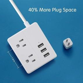 img 2 attached to 🔌 Компактный путешественный блок розеток с 3 портами USB для зарядки (15W/3.1A) и 2 розетками | Настольная зарядная станция, в комплекте удлинительный шнур | Идеально подходит для путешествий, дома и офиса - белый