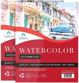 img 4 attached to 🎨 Bellofy Watercolor Paper Pad - 11x14 in - Get Creative with this Cold Pressed, Large Watercolor Sketchbook - Ideal for Kids and Artists - 190 GSM Art Painting Paper for Wet Media