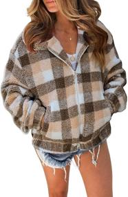 img 4 attached to 🧥 Womens Winter Sherpa Short Teddy Jackets Coats with Full Zipper and Practical Pockets - by Dokotoo