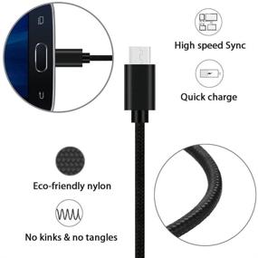 img 3 attached to 🔌 2Pack RoFI Micro USB Cable, 0.6M Android Charger, Nylon Braided Micro USB Charger, High Speed USB 2.0 A to Micro B Charging Cord Universal for HTC, S6, Kindle, Android, and More (Black, 2 Feet)