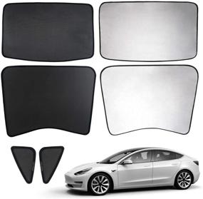 img 4 attached to Enhance your Tesla Model 3: Mixsuper Glass Roof Sun Shades with Free UV & Heat Insulation Film
