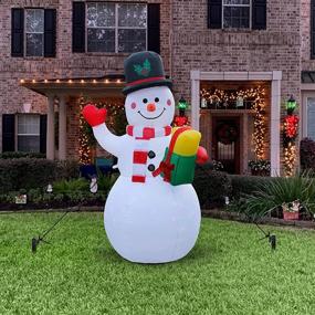 img 1 attached to 🎅 Cootway 5ft Inflatable Snowman with LED Lights - Christmas Outdoor Decorations, Colorful Rotating Lighted Blow-Up Snowman for Yard, Lawn - Holiday Season Quick Air Inflated