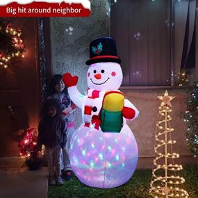 img 3 attached to 🎅 Cootway 5ft Inflatable Snowman with LED Lights - Christmas Outdoor Decorations, Colorful Rotating Lighted Blow-Up Snowman for Yard, Lawn - Holiday Season Quick Air Inflated