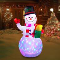 🎅 cootway 5ft inflatable snowman with led lights - christmas outdoor decorations, colorful rotating lighted blow-up snowman for yard, lawn - holiday season quick air inflated логотип