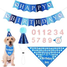 img 4 attached to 🎉 Dog Birthday Party Supplies - Boy Bandana Hat Banner Numbers - Ideal Gift for Small Medium Dogs