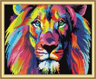 🦁 awesocrafts cross stitch kits - coloured lion: easy patterns for embroidery, ideal christmas gifts! choose stamped or counted (lion, counted) logo