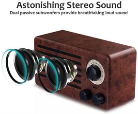 img 3 attached to 🔊 Vintage Style Bluetooth Speakers with Dual 10W Power, 10-Hour Playtime, FM Radio, Built-in Mic for Handsfree Calls, AUX Line, USB Flash Drive, Micro SD Card Support, HD Stereo Sound and Bass