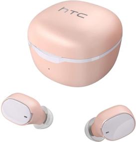 img 4 attached to HTC Настоящие беспроводные наушники Bluetooth 5.0 с быстрым зарядным кейсом, водонепроницаемые стереонаушники для спорта, бега - розовые