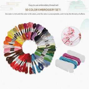 img 2 attached to 🧵 Hausprofi Embroidery Kits: 103 Pcs of Full Range Starter Kits with 7 Pcs Embroidery Wreath, 50 Colors Threads, Winding Cards, and More!