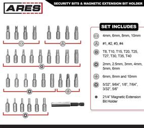 img 3 attached to ARES 70009 - Comprehensive 33-Piece Security Bit Set with Magnetic Extension Bit Holder - Tamper Resistant, SAE Hex, Metric Hex, Star Bits, and More - Complete Anti Tamper Bit Set Including Torq, Spanner, and Triwing