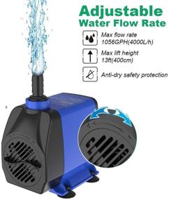 img 3 attached to Knifel 1056GPH Ultra Quiet Submersible Pump with Dry Burning Protection - Ideal for Fountains, Hydroponics, Ponds, Aquariums & More