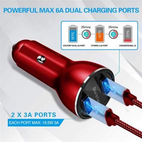 img 3 attached to 🚗 Быстрая зарядка автомобильное зарядное устройство Dual USB 39W, VOLPORT Металлический быстрый адаптер с LED-подсветкой с выходом 3A и шнуром для зарядки USB-C длиной 3,3 фута для Samsung Galaxy M52 5G M22 M32 5G A03s A52s 5G и др. - Красный