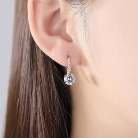 img 1 attached to Earring Leverback Earrings Zirconia Rhinestone