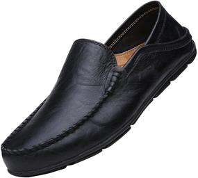 img 3 attached to Sanyge Genuine Leather Loafers Sanyge138Black47 Men's Slip-On Shoes