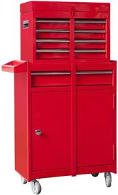 img 4 attached to Torin TCE ATBT1204T-RED Rolling Garage Workshop Tool Organizer: Detachable 4 Drawer Tool Chest with Spacious Storage Cabinet and Adjustable Shelf, Red