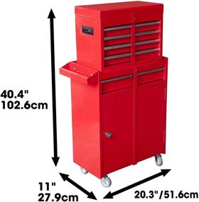 img 3 attached to Torin TCE ATBT1204T-RED Rolling Garage Workshop Tool Organizer: Detachable 4 Drawer Tool Chest with Spacious Storage Cabinet and Adjustable Shelf, Red