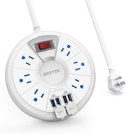 🔌 bestek power outlet strip with usb ports – 6-outlet 13a 125v, 6 ft extension cord, 220j, white – ultra-compact charging station for dorm room, bedside, cruise ship, and more logo