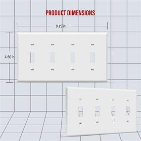 img 3 attached to ENERLITES 4-Gang Wall Plate, Standard Size 4.50'' x 8.19'', Unbreakable Polycarbonate Thermoplastic, Quad Light Switch, White (Model: 8814-W)