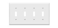 enerlites 4-gang wall plate, standard size 4.50'' x 8.19'', unbreakable polycarbonate thermoplastic, quad light switch, white (model: 8814-w) логотип
