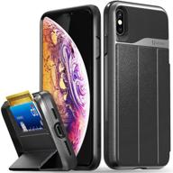 📱 vena iphone xs max wallet case, vcommute - space gray: military grade drop protection, flip leather cover with card slot holder and kickstand for apple iphone xs max logo