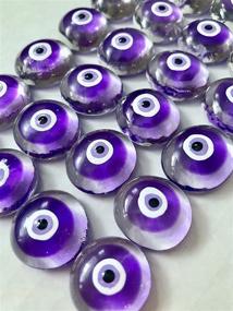img 1 attached to 👁️ Hand-Painted Glass Gems Party Favors - Wedding Decor, Party Bag Fillers, Craft Supplies & More! (Evil Eye - Purple)
