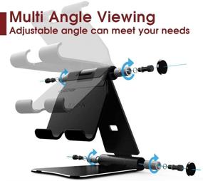 img 3 attached to 📱 Adjustable Metal Tablet Stand for Desk - Multi-Angle, Foldable, Sturdy, Portable - Compatible with iPad Pro 9.7, 10.5, 12.9, Mini, Air, iPhone, Kindle, Switch, Samsung, E-Reader (4-13 inches)