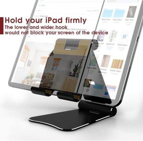 img 2 attached to 📱 Adjustable Metal Tablet Stand for Desk - Multi-Angle, Foldable, Sturdy, Portable - Compatible with iPad Pro 9.7, 10.5, 12.9, Mini, Air, iPhone, Kindle, Switch, Samsung, E-Reader (4-13 inches)