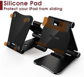 img 1 attached to 📱 Adjustable Metal Tablet Stand for Desk - Multi-Angle, Foldable, Sturdy, Portable - Compatible with iPad Pro 9.7, 10.5, 12.9, Mini, Air, iPhone, Kindle, Switch, Samsung, E-Reader (4-13 inches)