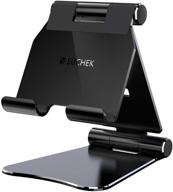 📱 adjustable metal tablet stand for desk - multi-angle, foldable, sturdy, portable - compatible with ipad pro 9.7, 10.5, 12.9, mini, air, iphone, kindle, switch, samsung, e-reader (4-13 inches) logo